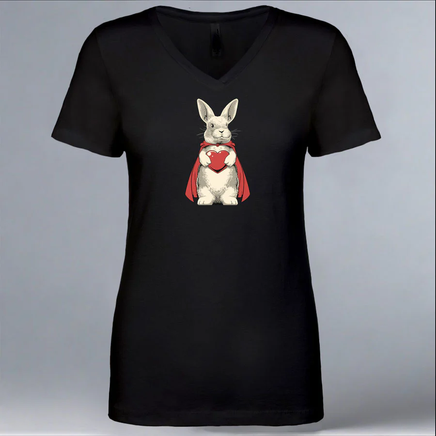 Rabbit Haven - Ladies V-Neck - Black