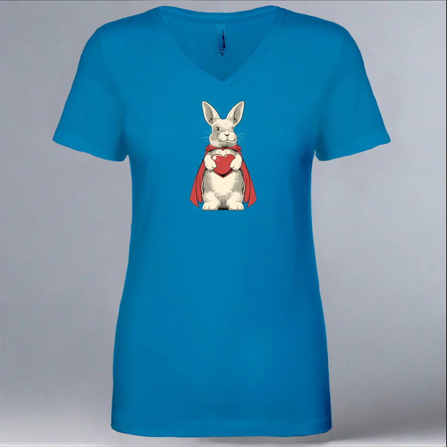 Rabbit Haven - Ladies V-Neck - Turquoise