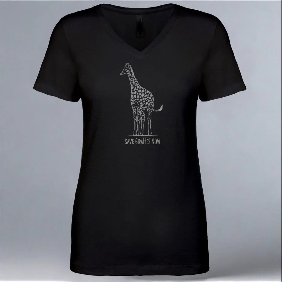Save Giraffes Now - Ladies V-Neck - Black