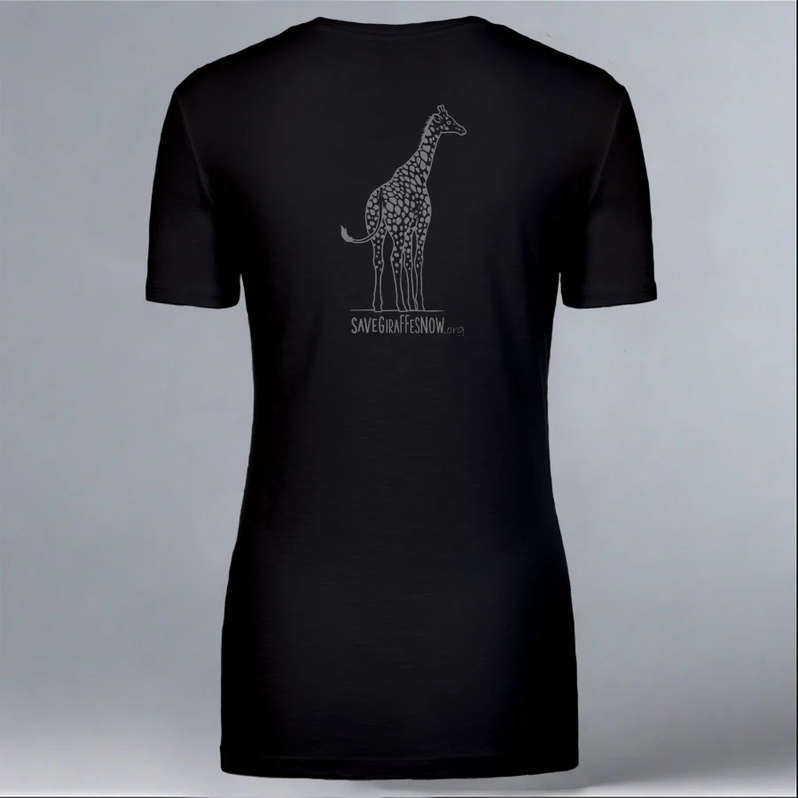 Save Giraffes Now - Ladies V-Neck - Black - Image 2