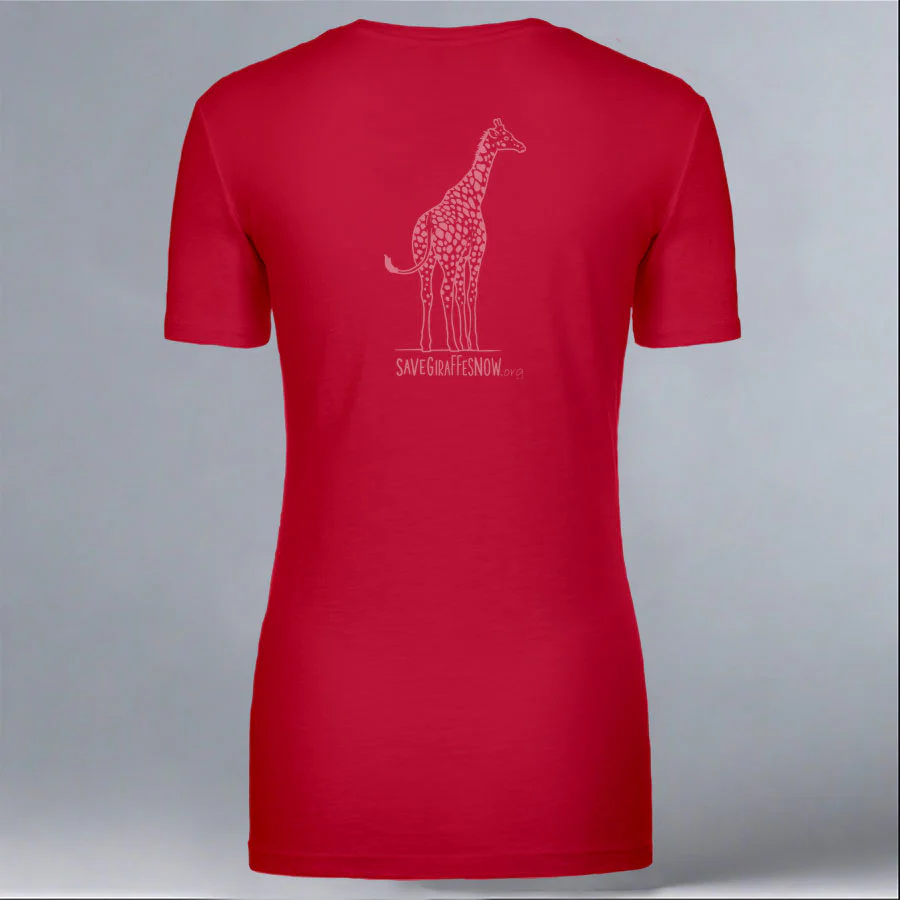 Save Giraffes Now - Ladies V-Neck - Red - Image 2