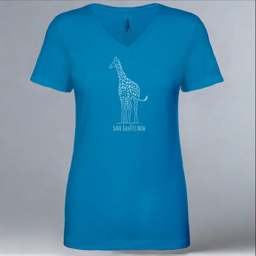Save Giraffes Now - Ladies V-Neck - Turquoise
